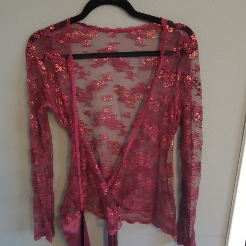 Lace Top With Silky Ribbon Wrap